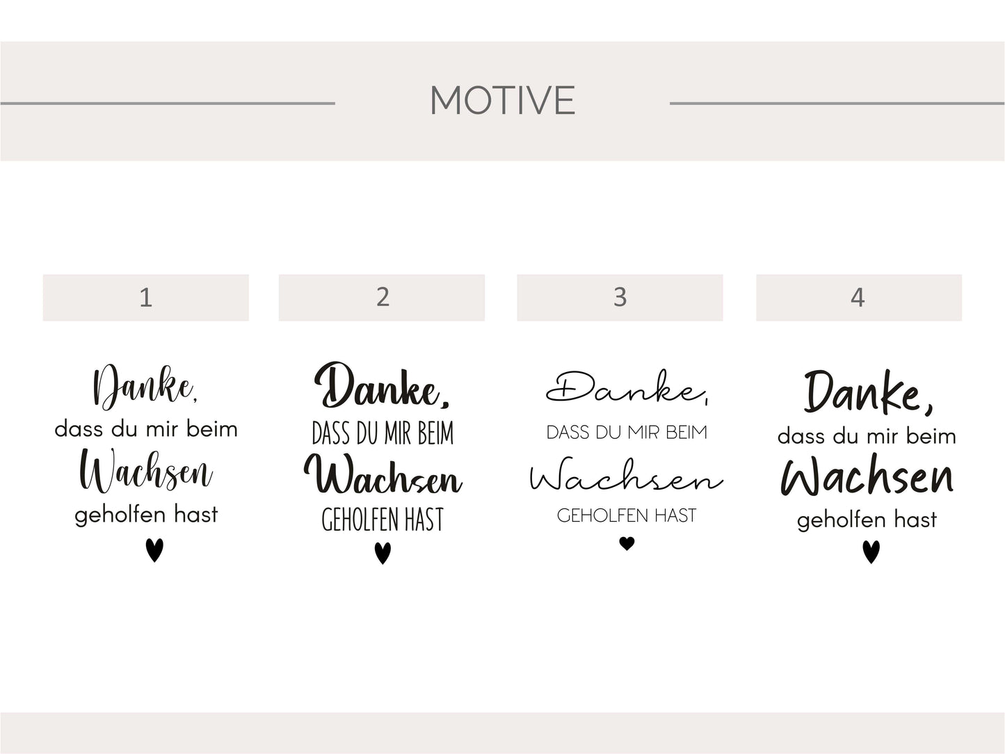 Blumentopf Wachsen in 4 Schriftarten für die Gravur, Personalisierung ist möglich.