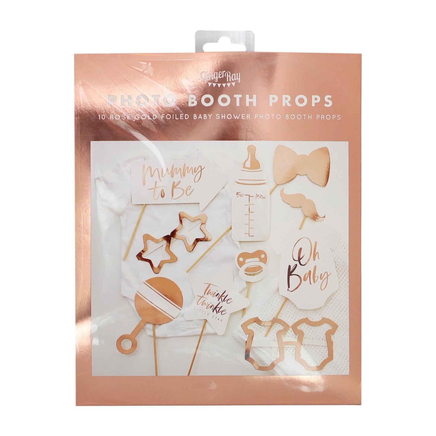 Props - Baby Shower 10er Set | Rose Gold | Photo Booth Props | Baby Verkleidungen für Genderparty | Fotobox Accessoires Verkleidung Fotos - SelfmadeStudio