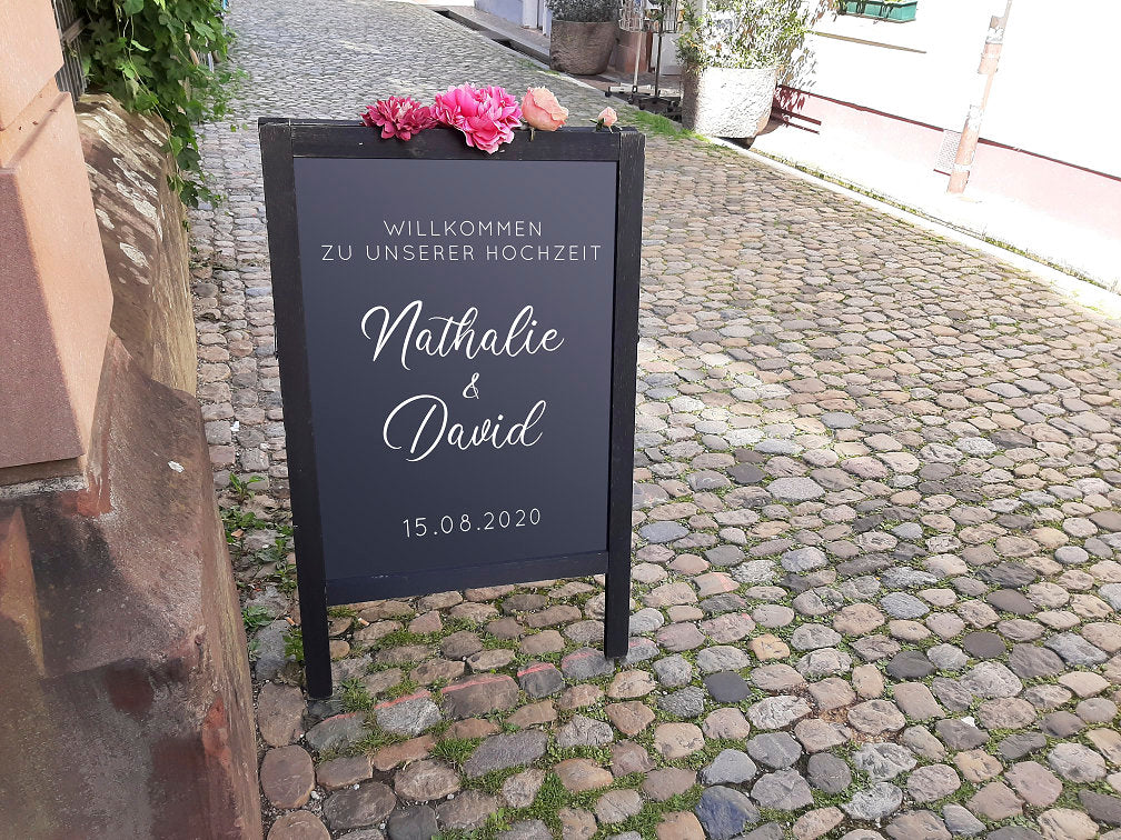 Schriftzüge für HOCHKANT "Willkommensschild" zur Hochzeit | DIY-Hochzeitsschild | personalisierte Plott-Aufklebe - SelfmadeStudio
