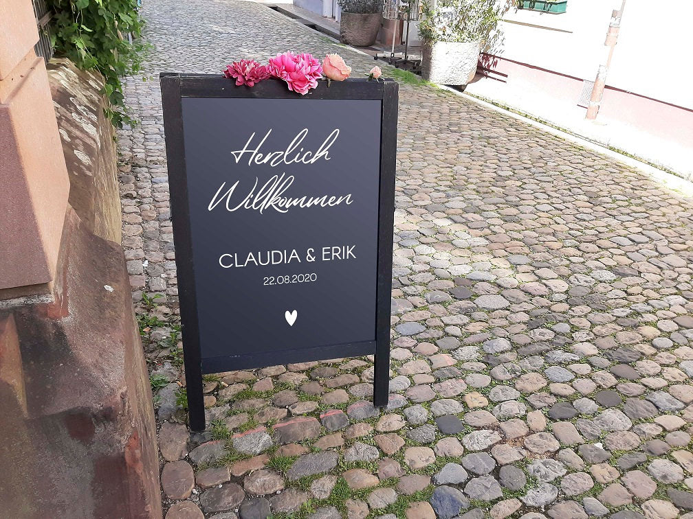 Schriftzüge für HOCHKANT "Willkommensschild" zur Hochzeit | DIY-Hochzeitsschild | personalisierte Plott-Aufklebe - SelfmadeStudio