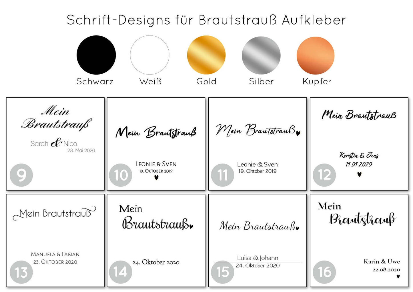Bilderrahmen Weiß mit Schriftzug | Mein Brautstrauß im rechteckigen Bilderrahmen - Motiv 9-16 | Personalisierbare Hochzeitserinnerung - SelfmadeStudio