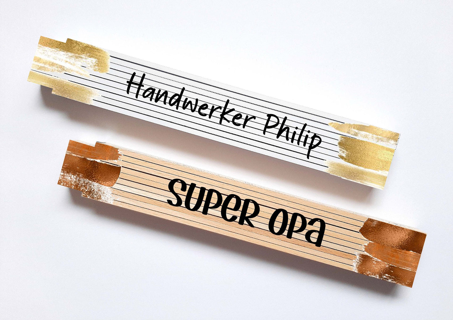 Meterstab mit Name oder Wunschspruch, Personalisierter Zollstock, Geschenk für Hobby Handwerker - SelfmadeStudio