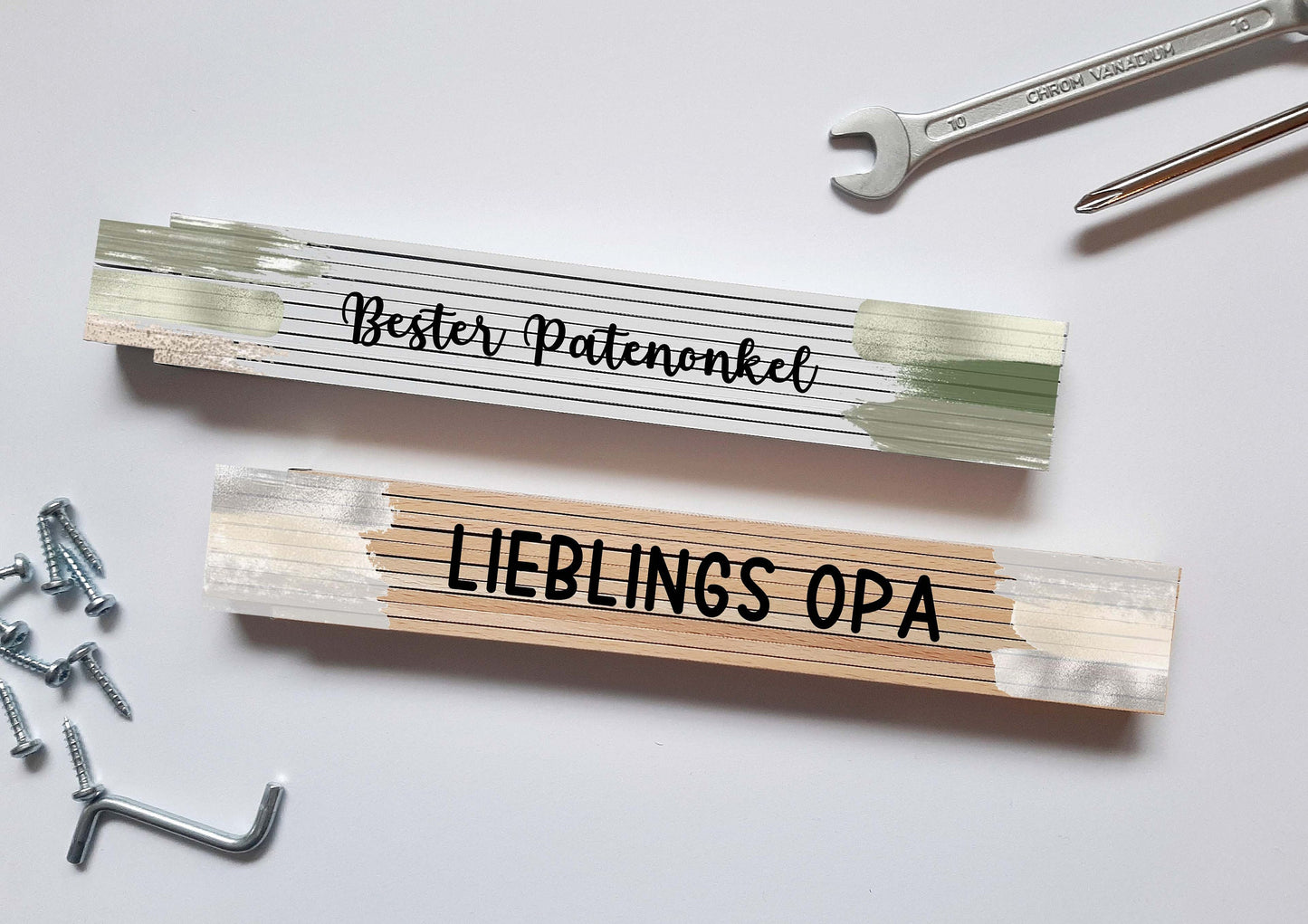 Meterstab mit Name oder Wunschspruch, Personalisierter Zollstock, Geschenk für Hobby Handwerker - SelfmadeStudio