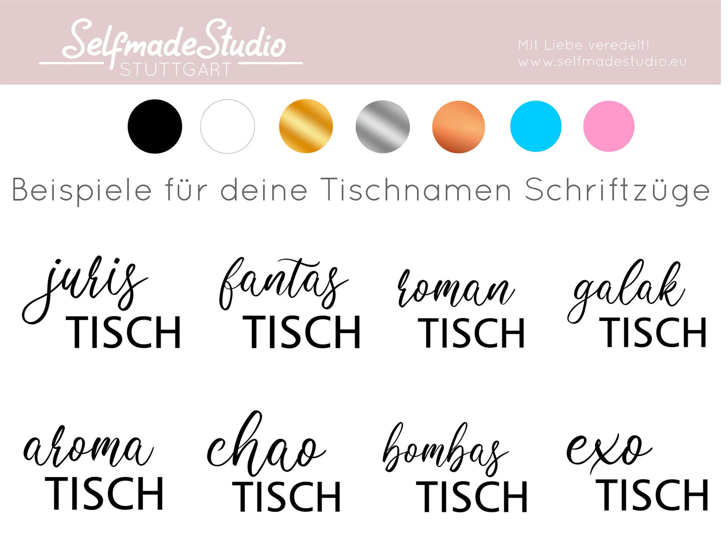 Aufkleber für die Tischordnung "chaoTISCH" Schriftzug | verschiedene Wörter möglich | Schriftzüge für den Sitzplan / Tische - SelfmadeStudio