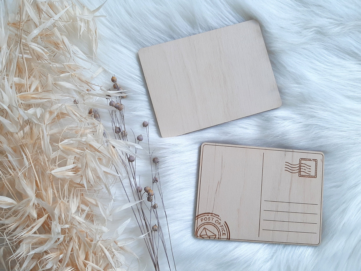 Holz Postkarte - Grußkarten graviert aus Holz | Weihnachten | Geburstag | Glückwunsch Karten verschiedene Motive und Sprüche