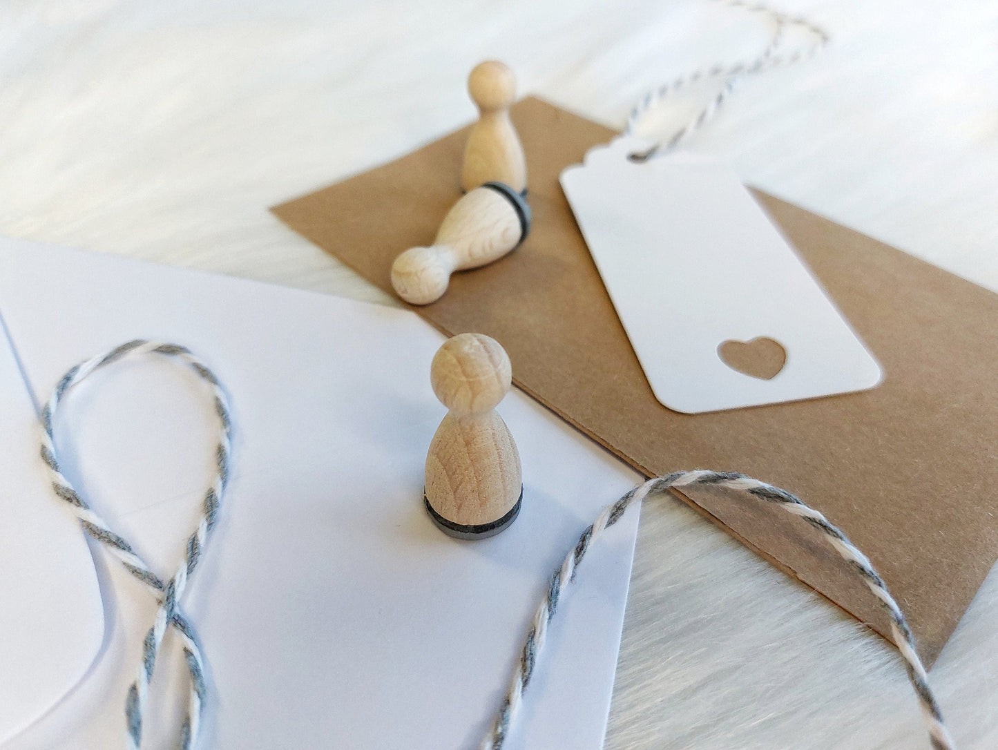 Ministempelset Liebesbrief | 3 Stempel mit 12mm Durchmesser | Holzstempel Valentinstag / Hochzeit