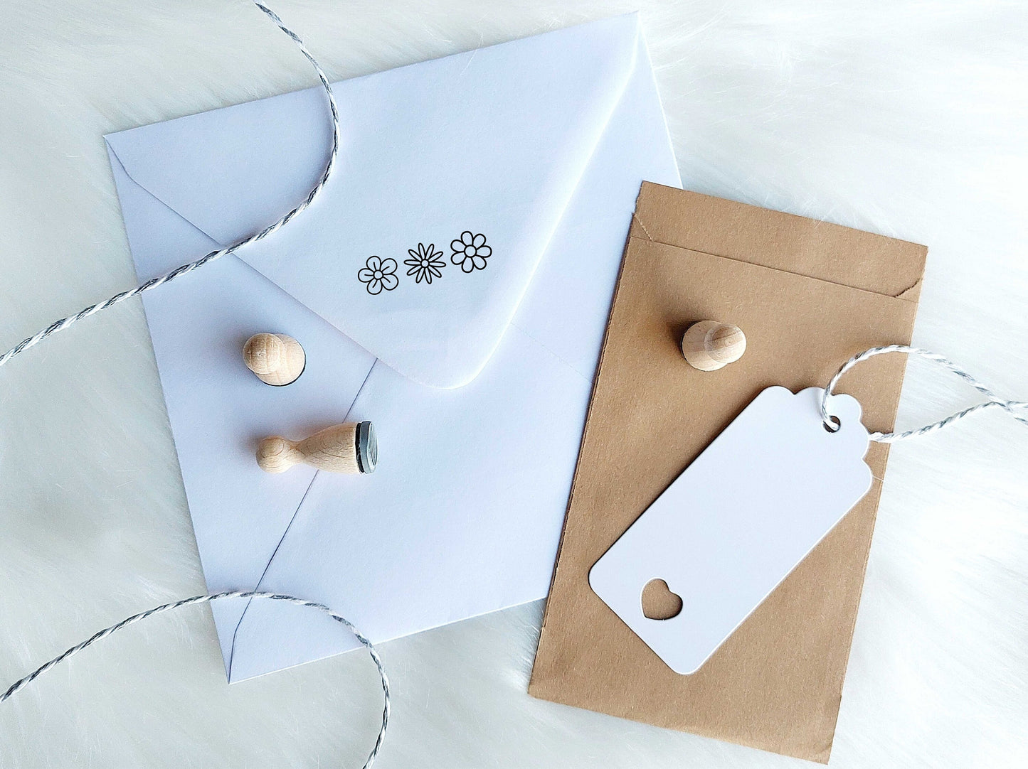 Ministempelset Blümchen | 3 Stempel mit 12mm Durchmesser | Holzstempel Frühling / Ostern