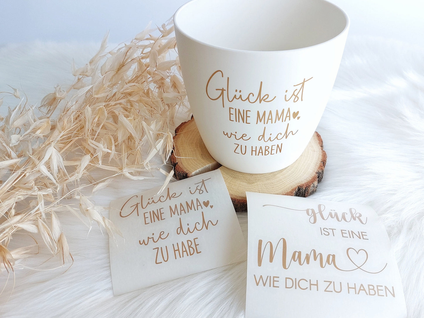 Blumenübertopf Glück - Muttertag | "Glück ist, eine Mama wie dich zu haben" Blumentopf-Farbe: Weiß | Anthrazit | Mint | Muttertags-Geschenk - SelfmadeStudio