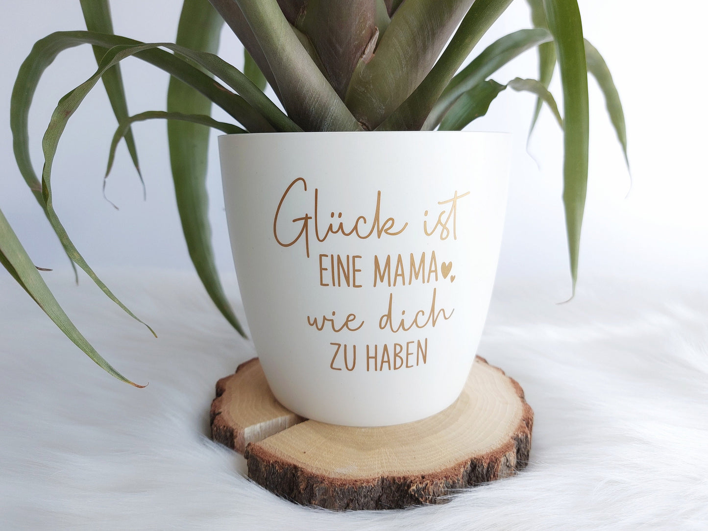 Blumenübertopf Glück - Muttertag | "Glück ist, eine Mama wie dich zu haben" Blumentopf-Farbe: Weiß | Anthrazit | Mint | Muttertags-Geschenk - SelfmadeStudio