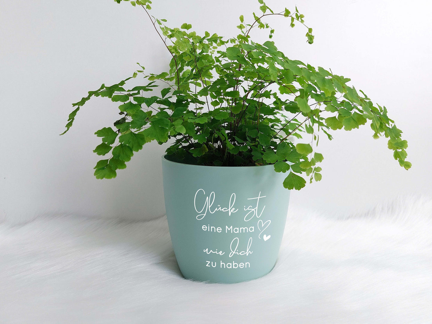 Blumenübertopf Glück - Muttertag | "Glück ist, eine Mama wie dich zu haben" Blumentopf-Farbe: Weiß | Anthrazit | Mint | Muttertags-Geschenk - SelfmadeStudio