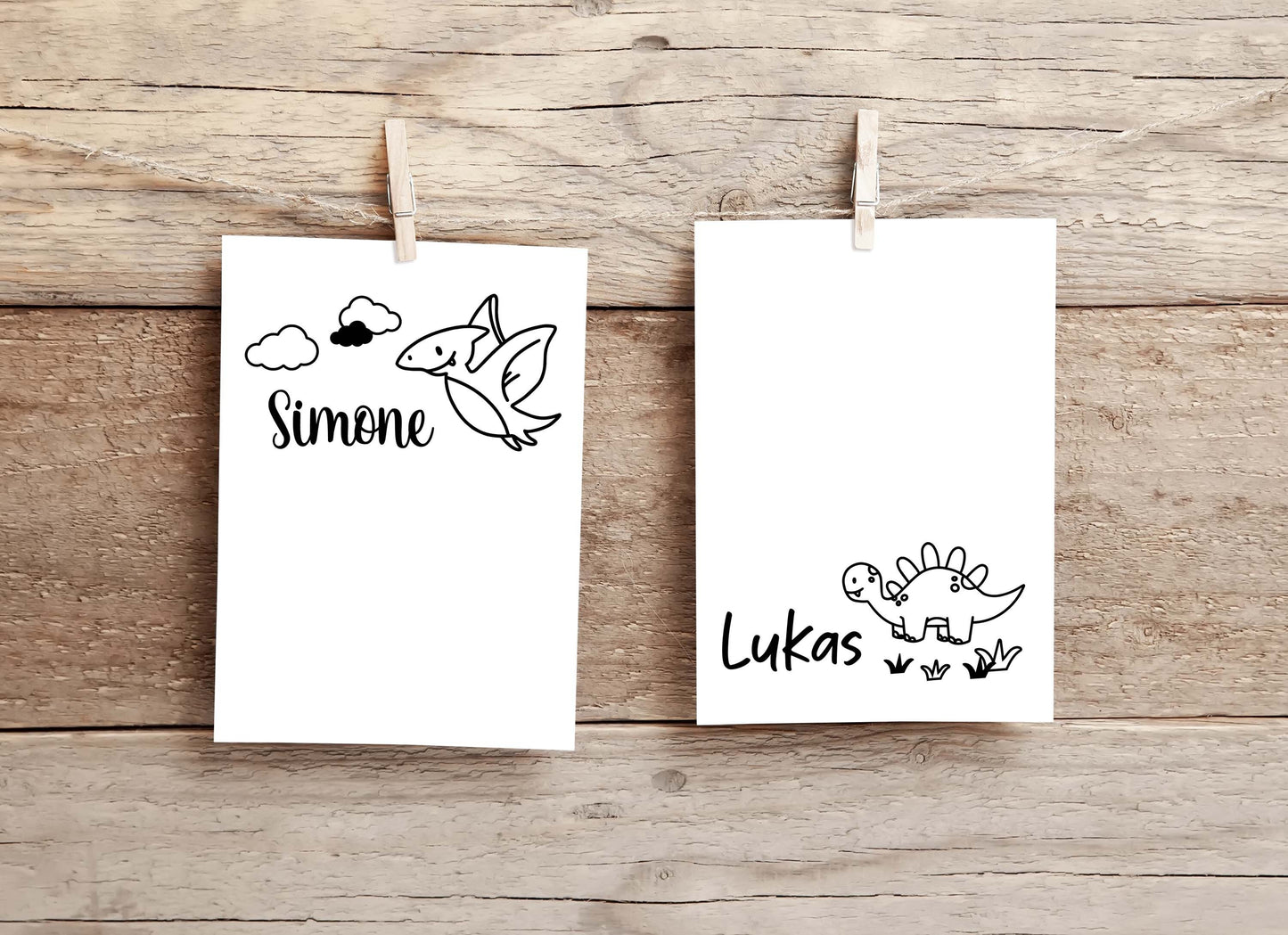 Dino Stempel mit Name | Dinosaurier Holzstempel | personalisierter Namenstempel | Kinderstempel | Stempel Rechteckig 50x25mm/60x30mm