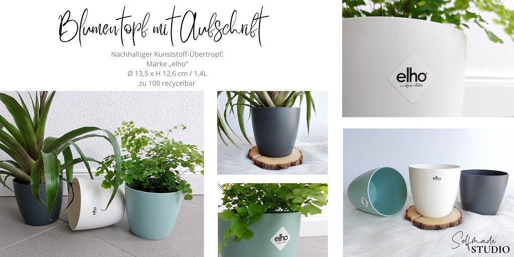 Blumenübertopf Glück - Muttertag | "Glück ist, eine Mama wie dich zu haben" Blumentopf-Farbe: Weiß | Anthrazit | Mint | Muttertags-Geschenk - SelfmadeStudio