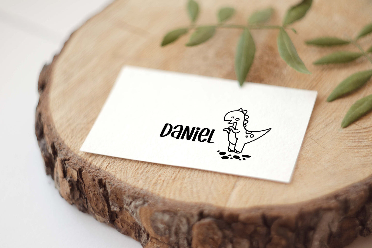 Dino Stempel mit Name | Dinosaurier Holzstempel | personalisierter Namenstempel | Kinderstempel | Stempel Rechteckig 50x25mm/60x30mm