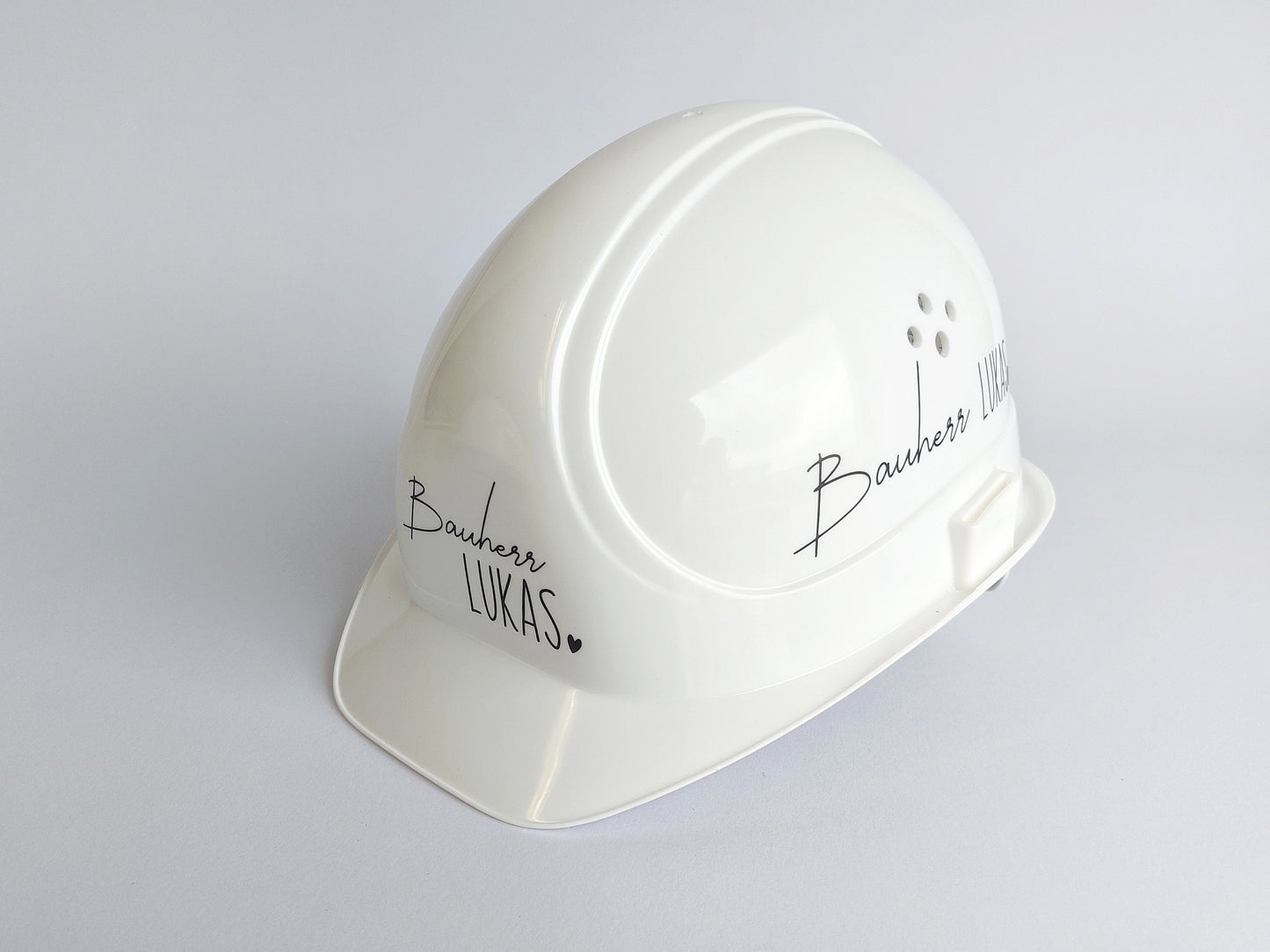 Bauhelm Weiß mit Wunschname | personalisierter Schutzhelm für Bauherr & Bauherrin - SelfmadeStudio