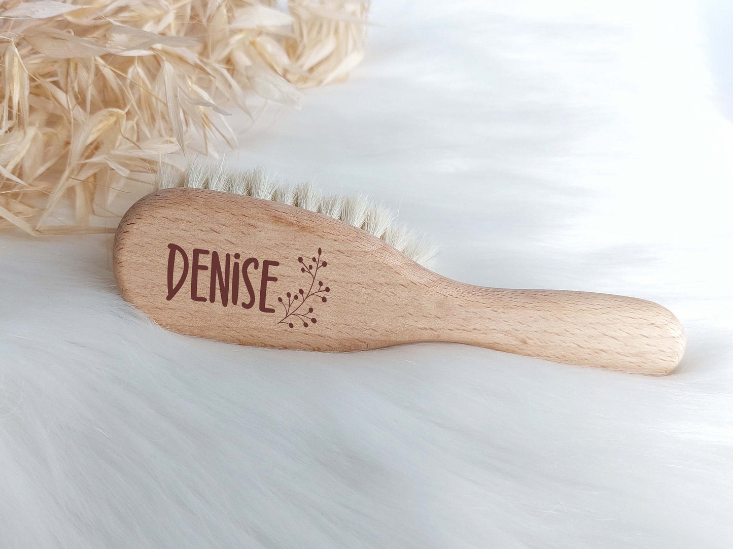 Babyhaarbürste mit Name und Symbol | Baby Haarbüste / Bürste | Holzbürste für Neugeborene | Personalisierter Kamm mit Ziegenhaar - SelfmadeStudio