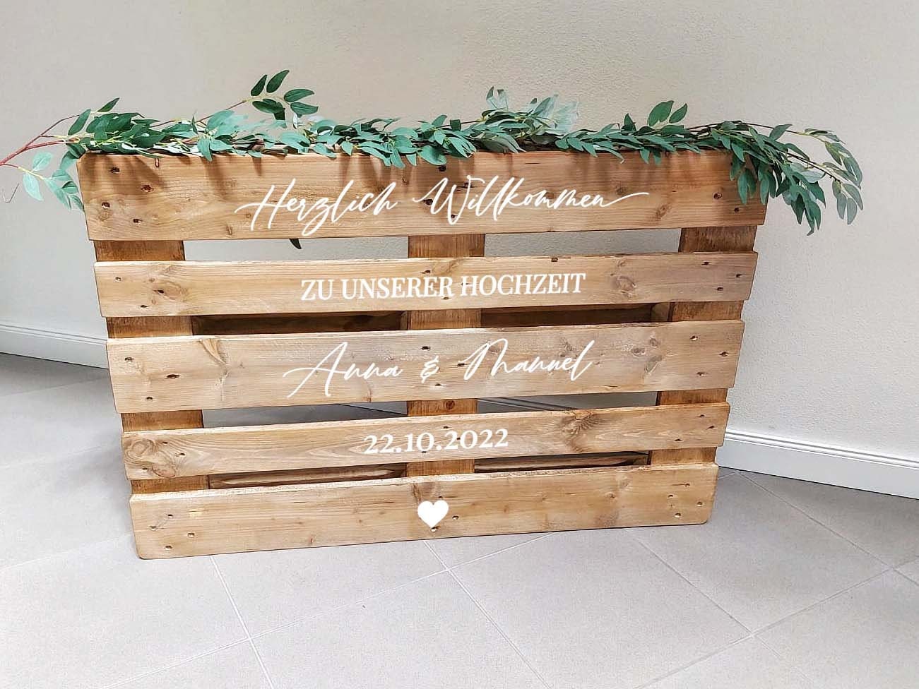 Paletten-Aufkleber - "Willkommen Schriftzug" | Hochzeitsaufkleber für Willkommensschild - SelfmadeStudio
