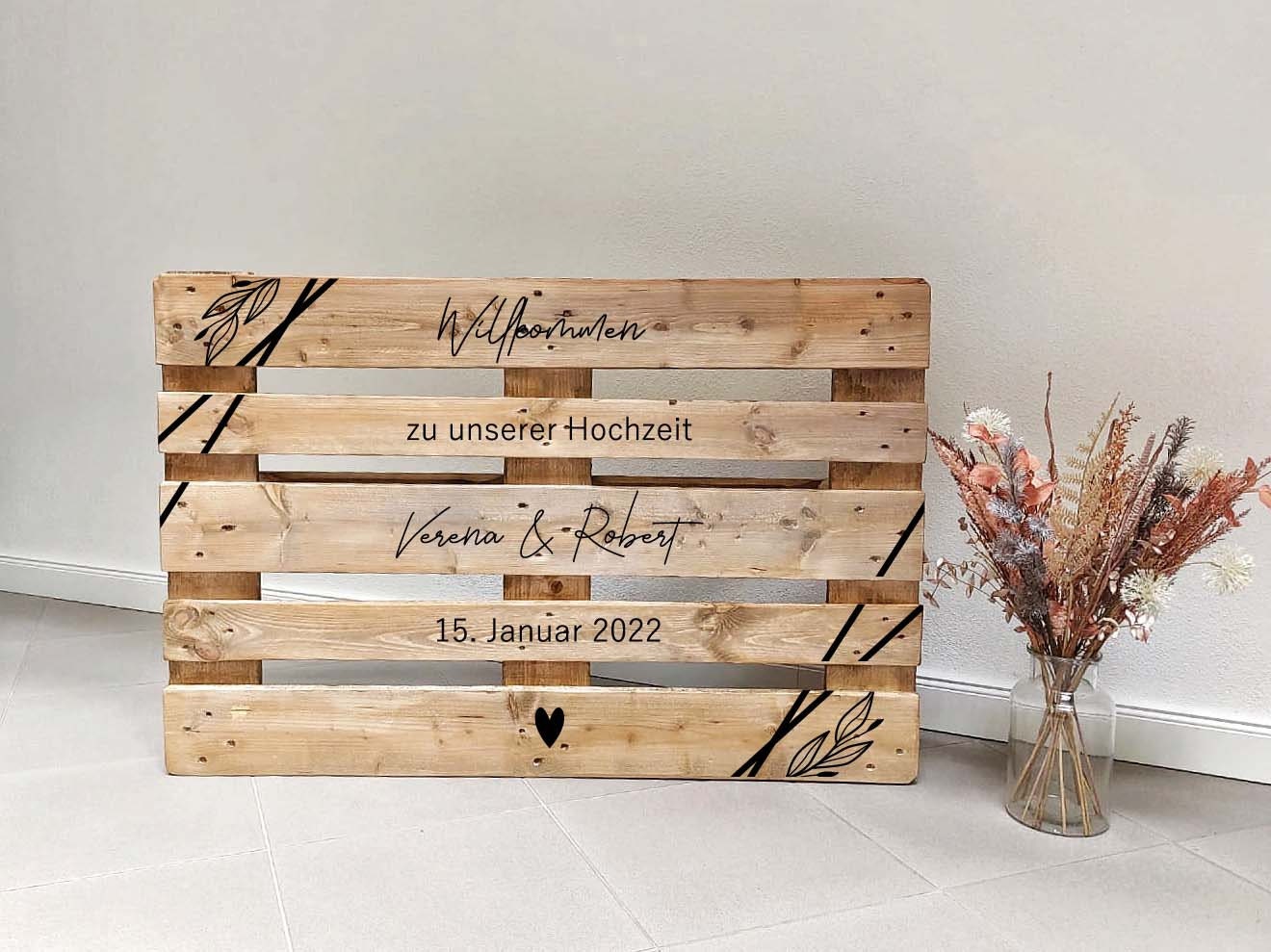 Paletten-Aufkleber - "Willkommen Schriftzug" | Hochzeitsaufkleber für Willkommensschild - SelfmadeStudio