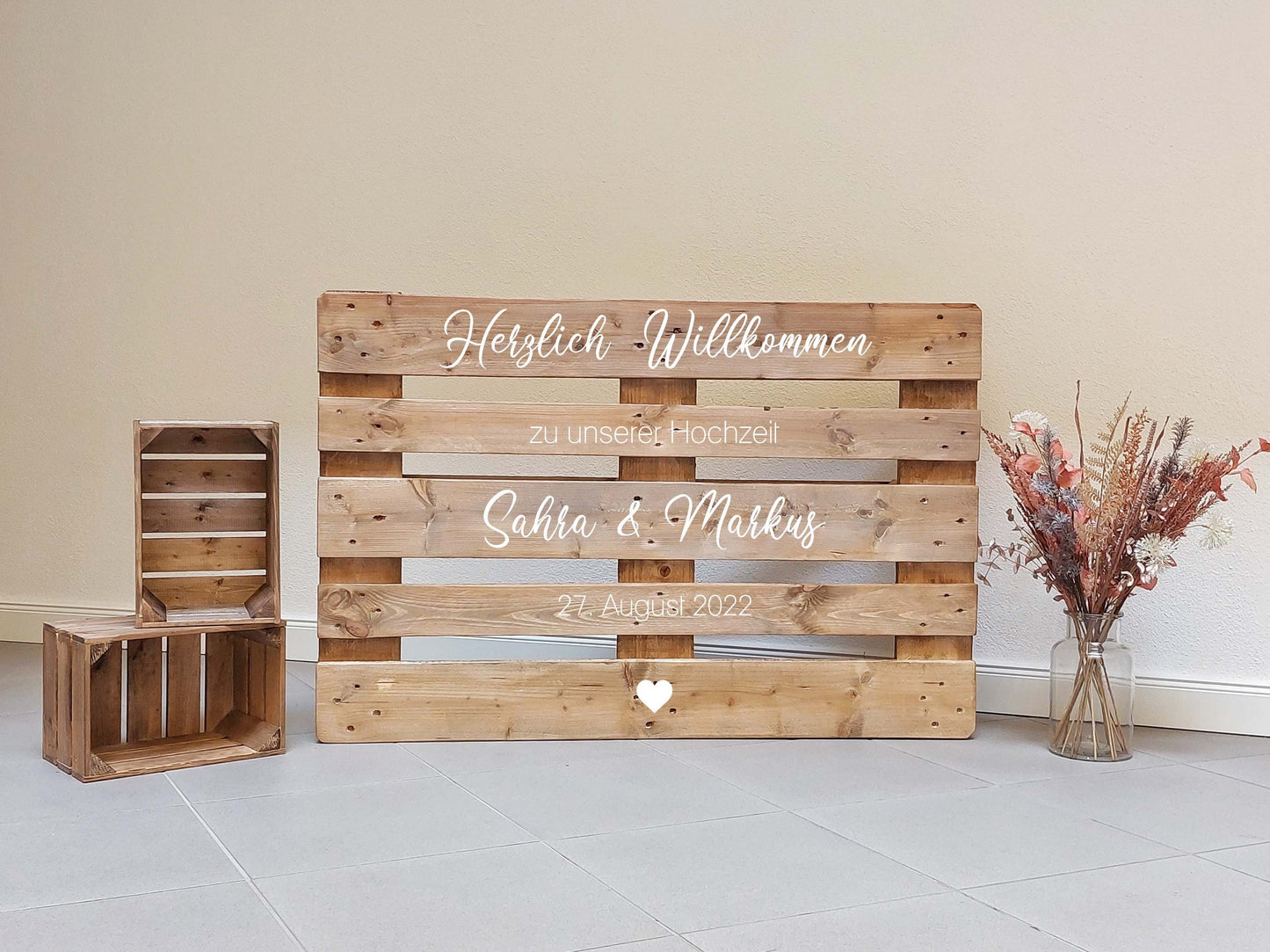 Paletten-Aufkleber - "Willkommen Schriftzug" | Hochzeitsaufkleber für Willkommensschild - SelfmadeStudio