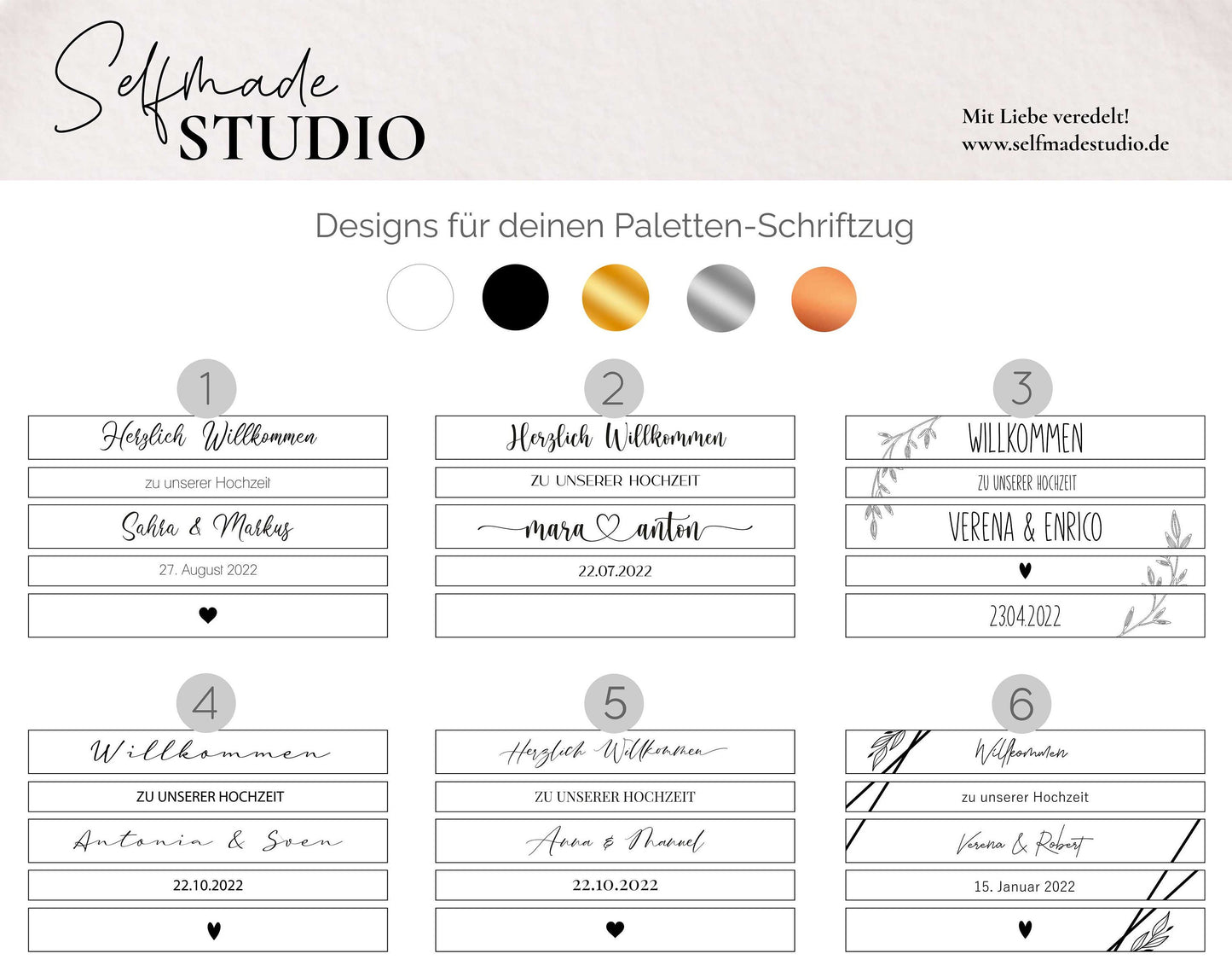 Paletten-Aufkleber - "Willkommen Schriftzug" | Hochzeitsaufkleber für Willkommensschild - SelfmadeStudio