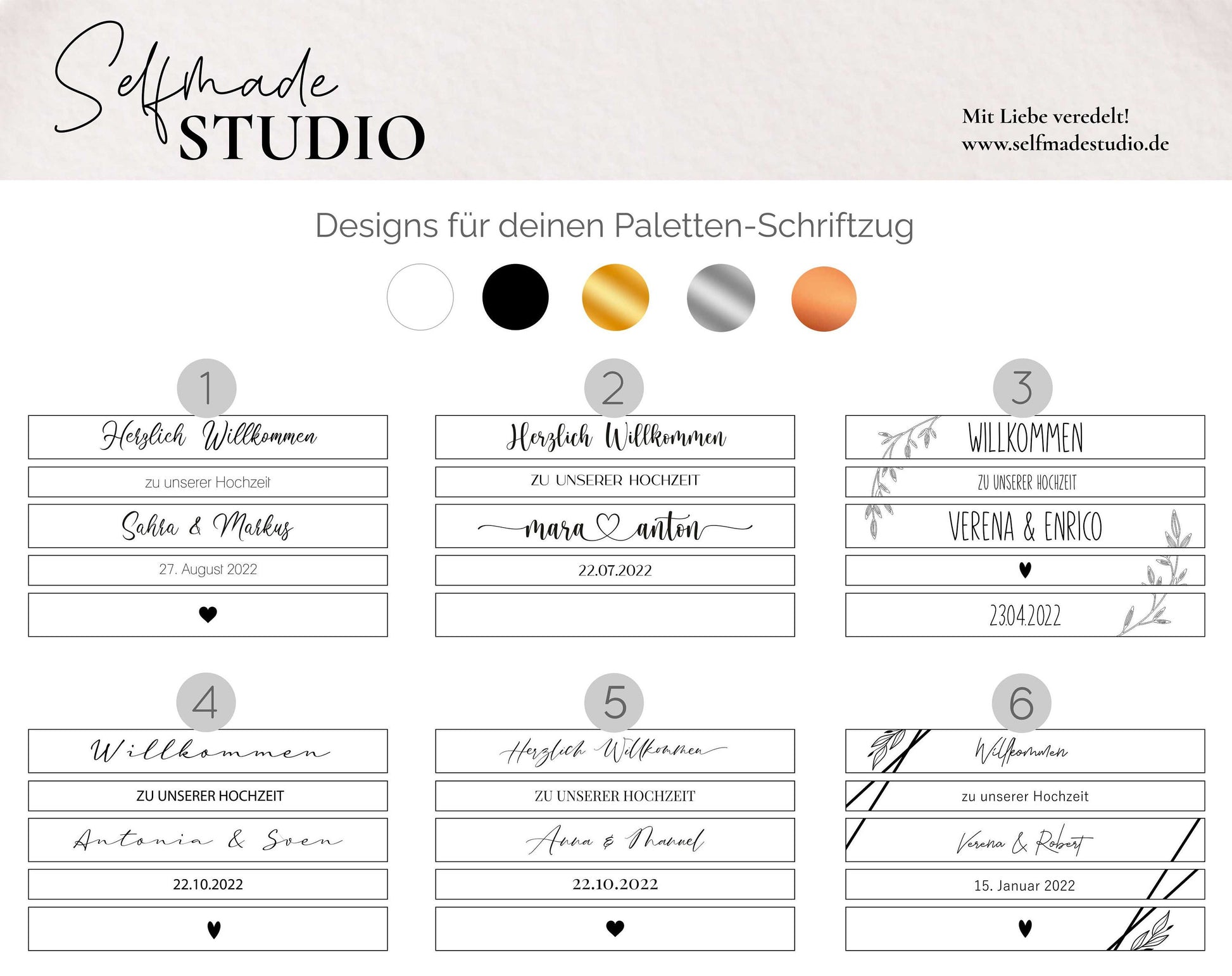 Paletten-Aufkleber - "Willkommen Schriftzug"  | Hochzeitsaufkleber für Willkommensschild - SelfmadeStudio