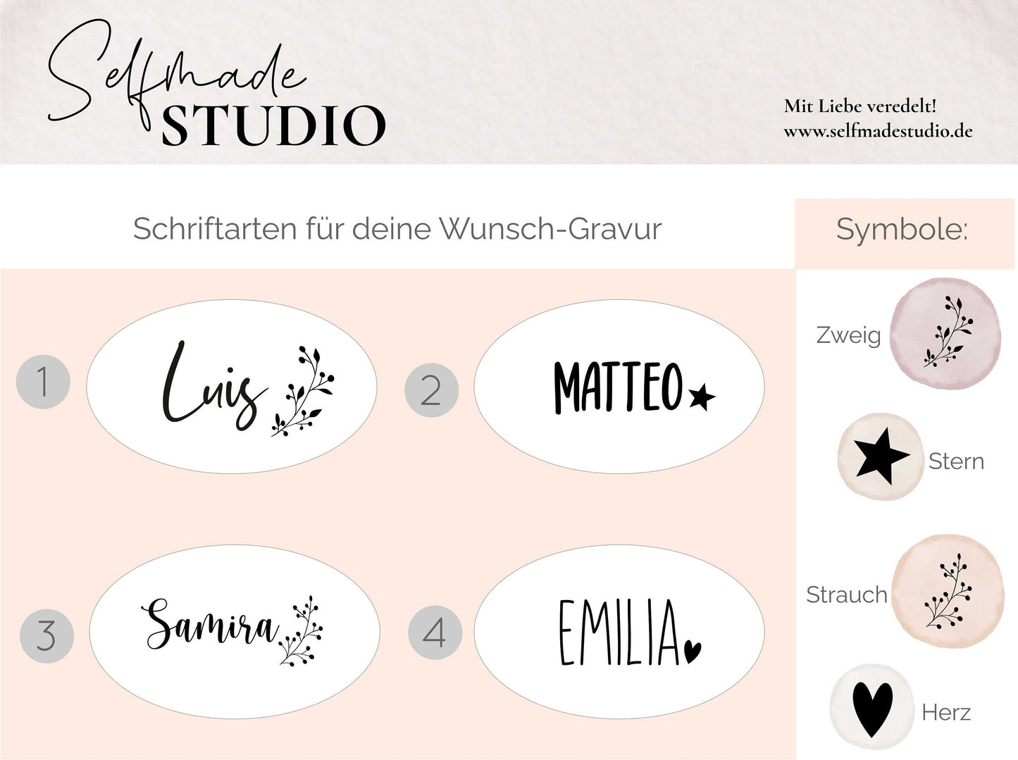 Babyhaarbürste mit Name und Symbol | Baby Haarbüste / Bürste | Holzbürste für Neugeborene | Personalisierter Kamm mit Ziegenhaar - SelfmadeStudio