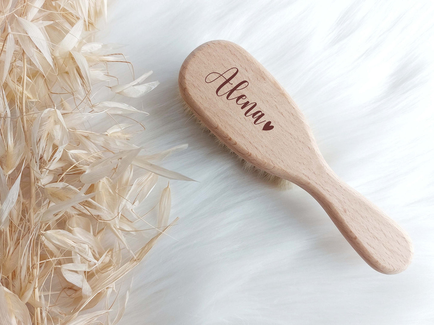 Babyhaarbürste mit Name und Symbol | Baby Haarbüste / Bürste | Holzbürste für Neugeborene | Personalisierter Kamm mit Ziegenhaar - SelfmadeStudio