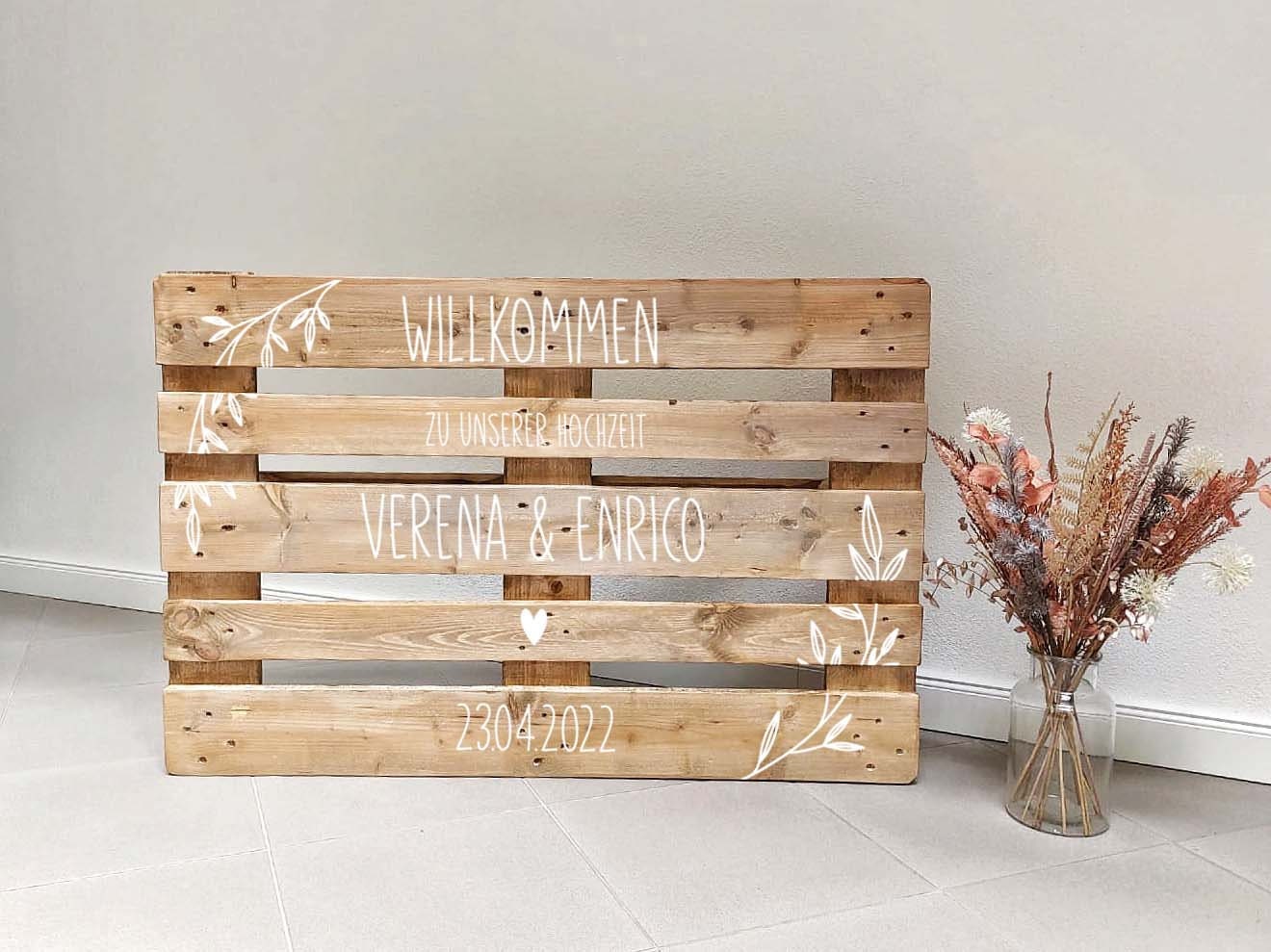 Paletten-Aufkleber - "Willkommen Schriftzug" | Hochzeitsaufkleber für Willkommensschild - SelfmadeStudio