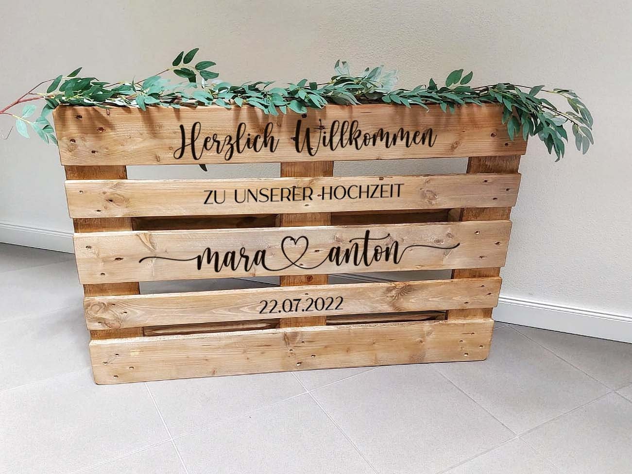 Paletten-Aufkleber - "Willkommen Schriftzug" | Hochzeitsaufkleber für Willkommensschild - SelfmadeStudio