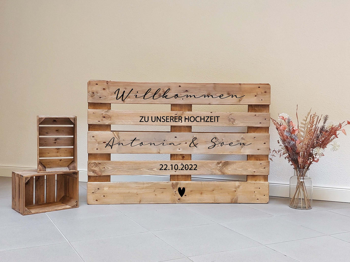 Paletten-Aufkleber - "Willkommen Schriftzug" | Hochzeitsaufkleber für Willkommensschild - SelfmadeStudio