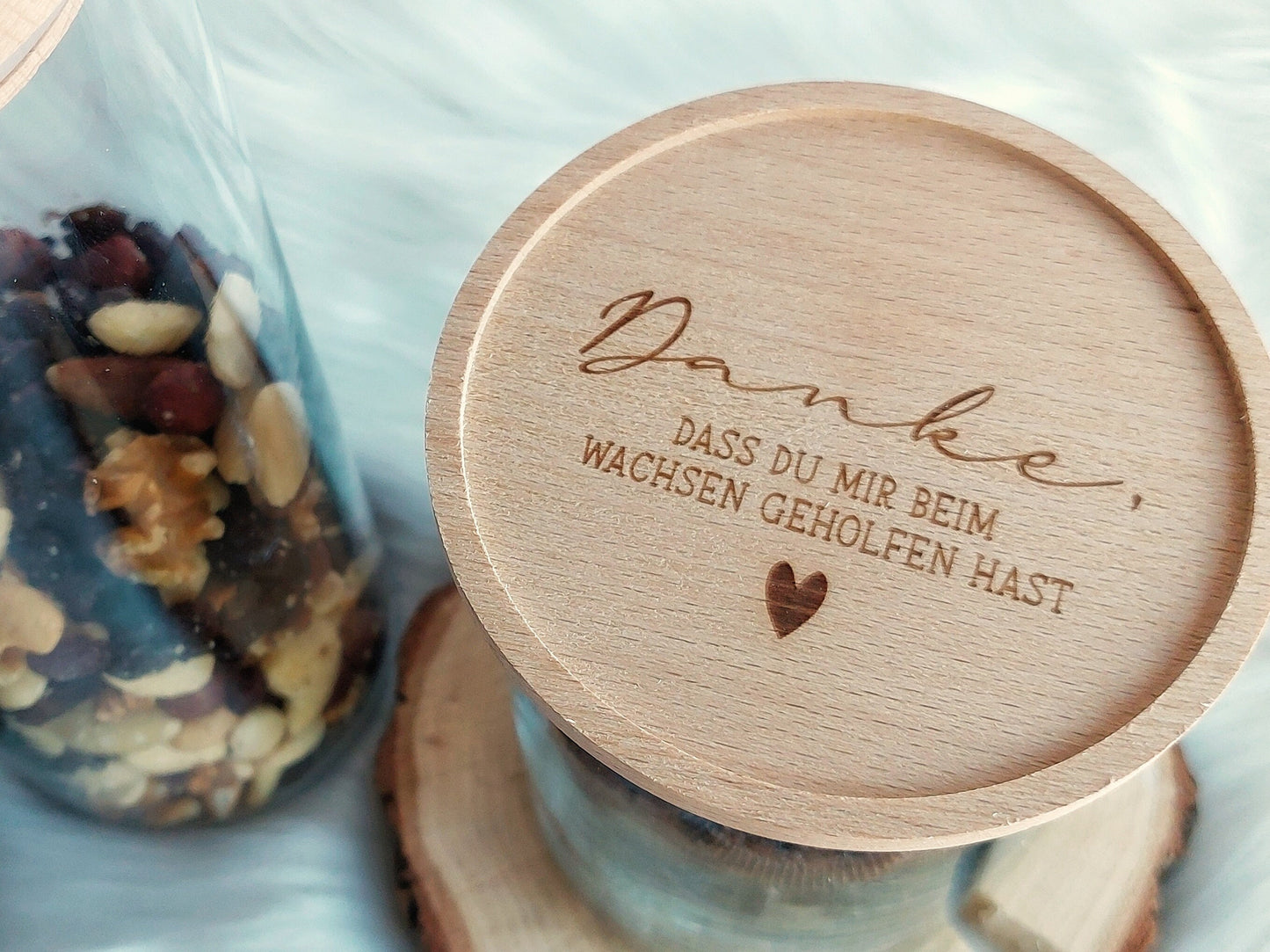 Vorratsglas - Danke | Holzdeckel mit Gravur | Danke, dass du mir beim Wachsen geholfen hast! | Personalisierung | Süßigkeitenglas | Geschenk