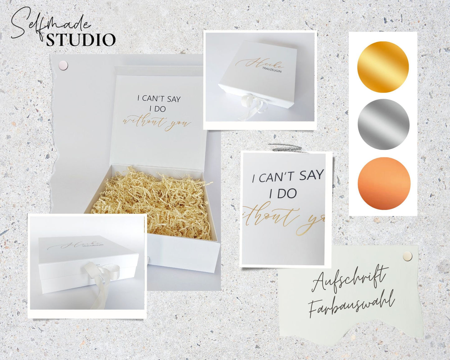 Geschenkbox Trauzeugin | Personalisierte Magnetbox & Schleife | Beschriftung außen & innen | I can't say i do without you! - SelfmadeStudio