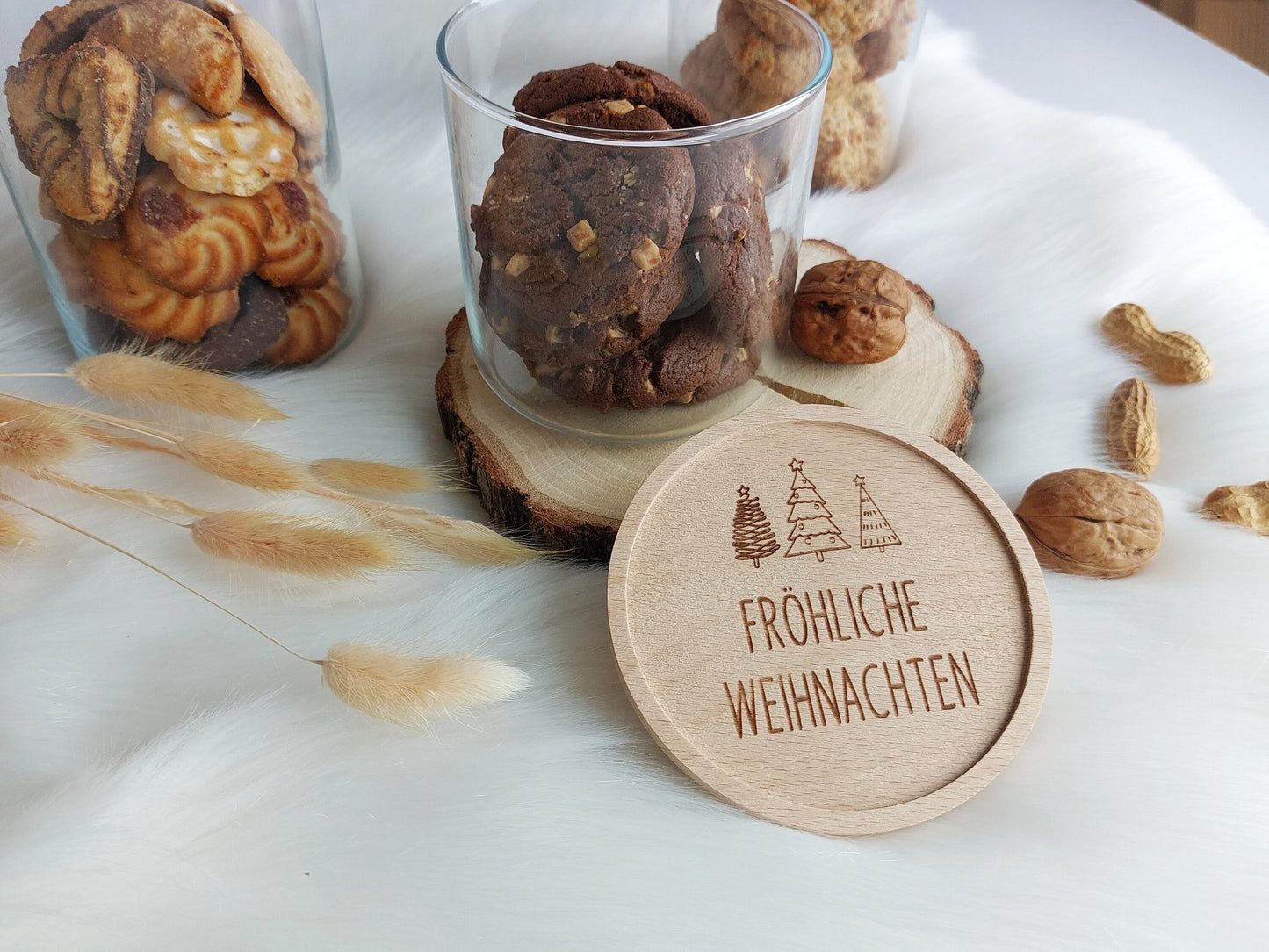 Vorratsglas Frohe Weihnachten | Holzdeckel personalisiert mit Fröhliche Weihnachten / Wunschname | Weihnachtsdeko | Weihnachtsgeschenk
