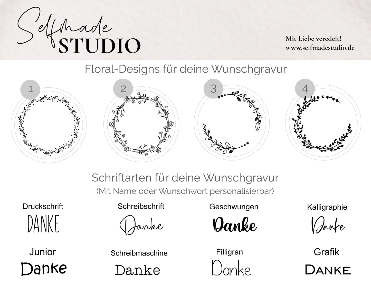Vorratsglas - Floral Ring mit Wunschtext | Holzdeckel mit Gravur | Weihnachtsgeschenk Muttertag Vatertag Geschenk | Süßigkeiten Glas Vorrat