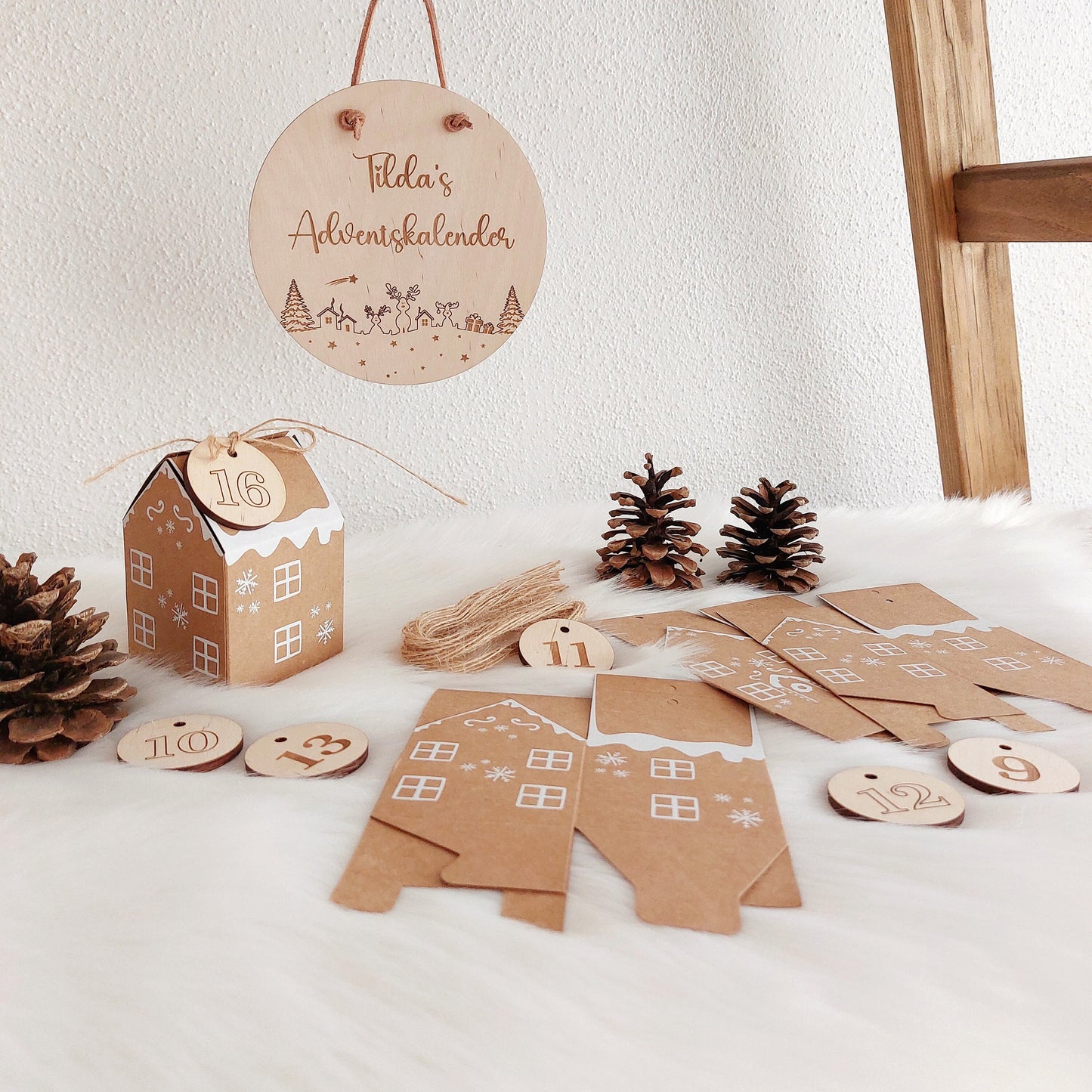 Adventskalender Holz-Schild mit Name | personalisiertes Holz Schild für den Adventskalender | Holzschild mit Name | Adventskalender Anhänger