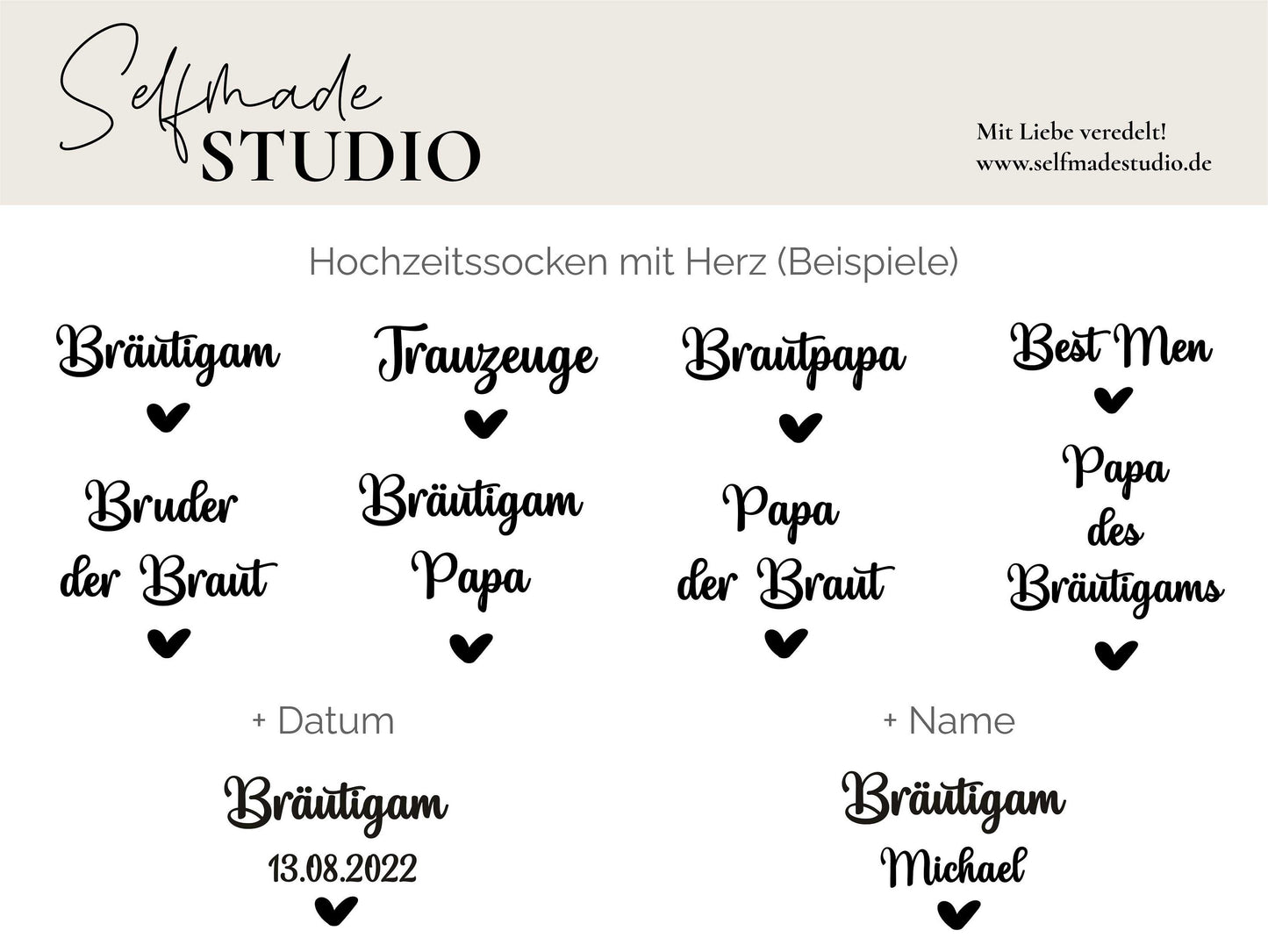 Hochzeitssocken mit Personalisierung | versch. Aufdrucke | Getting Ready Hochzeit Accessoire Bräutigam | Herren Männer Socken | Anzugsocken