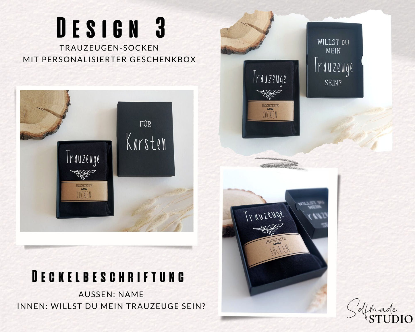 Trauzeuge Socken mit Geschenkbox - Willst du mein Trauzeuge sein? Gentleman Hochzeitssocken | Box mit Personalisierung | Herrensocken Anzug - SelfmadeStudio