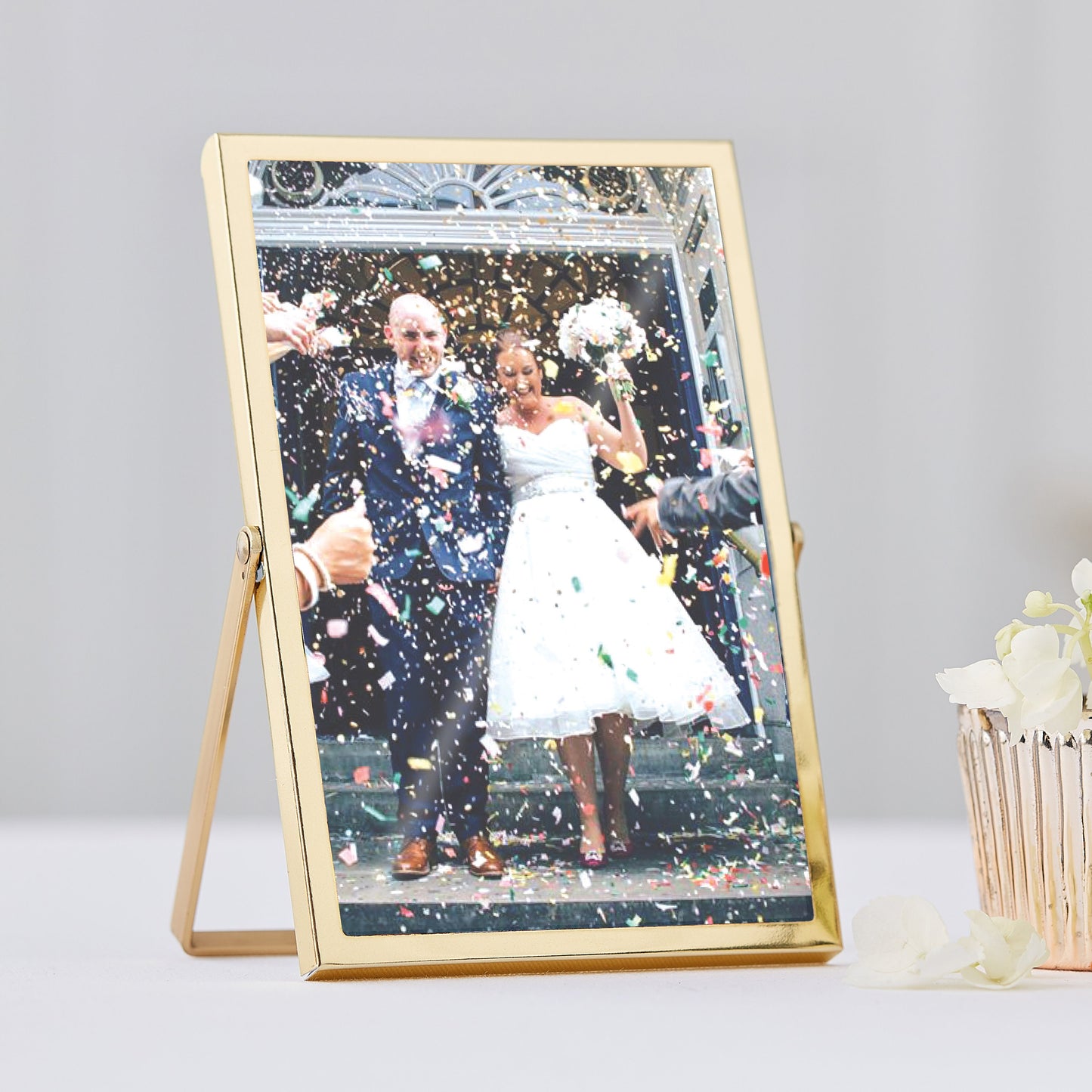 Tischnummer Fotorahmen in Gold | Goldener Rahmen | Glas zum beschreiben / bekleben | Rahmen für Foto | Hochzeitstisch Tischnummer Sitzplatz