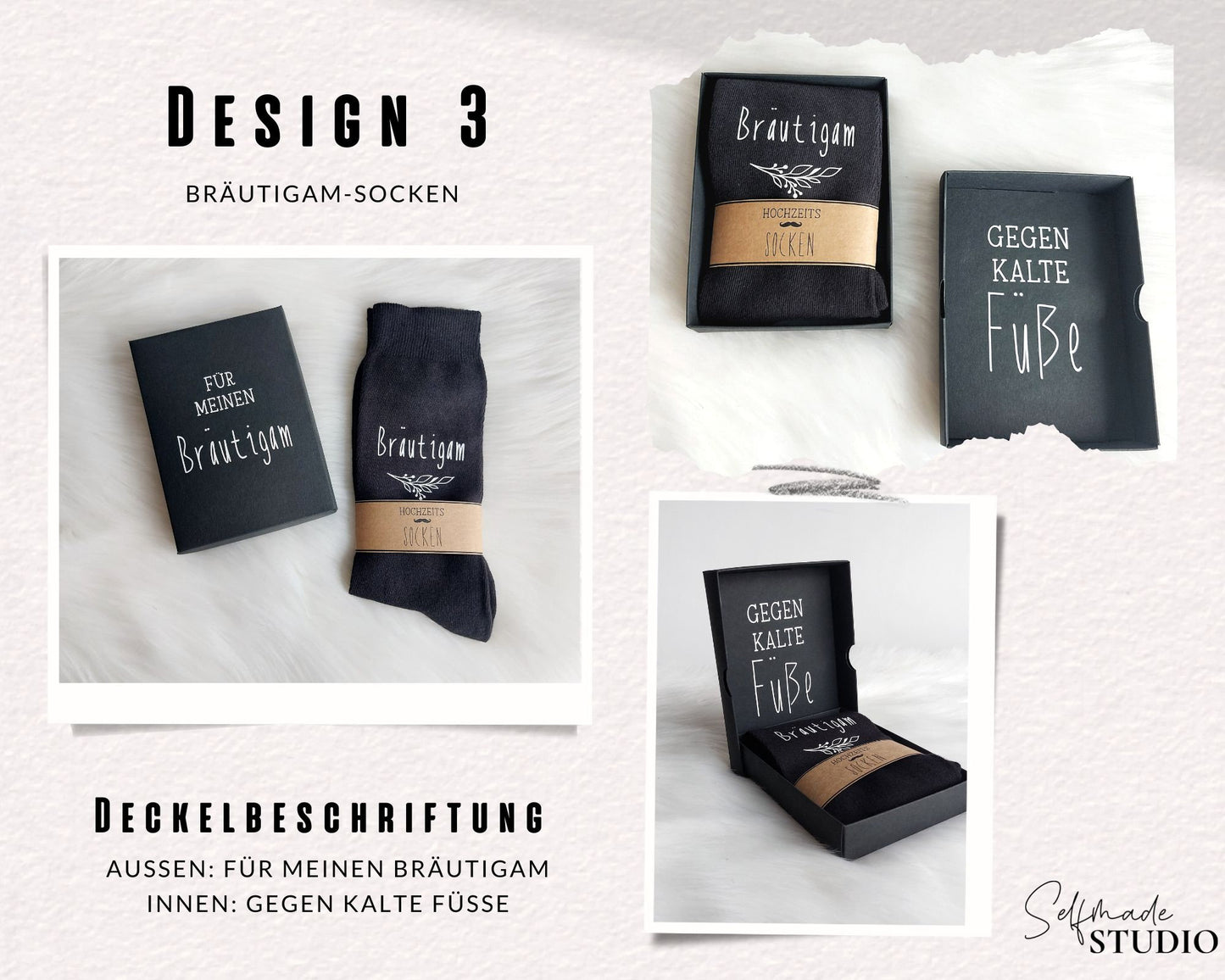 Bräutigam Socken mit Geschenkbox - Für meinen Bräutigam - gegen kalte Füße! Hochzeitssocken / Herrensocken | Box mit Personalisierung - SelfmadeStudio
