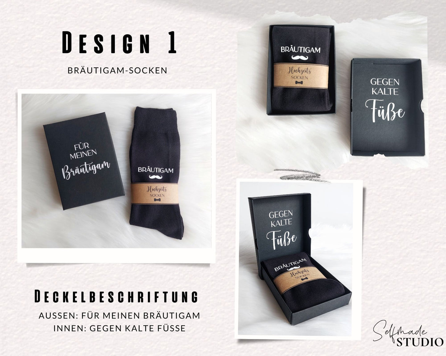 Bräutigam Socken mit Geschenkbox - Für meinen Bräutigam - gegen kalte Füße! Hochzeitssocken / Herrensocken | Box mit Personalisierung - SelfmadeStudio