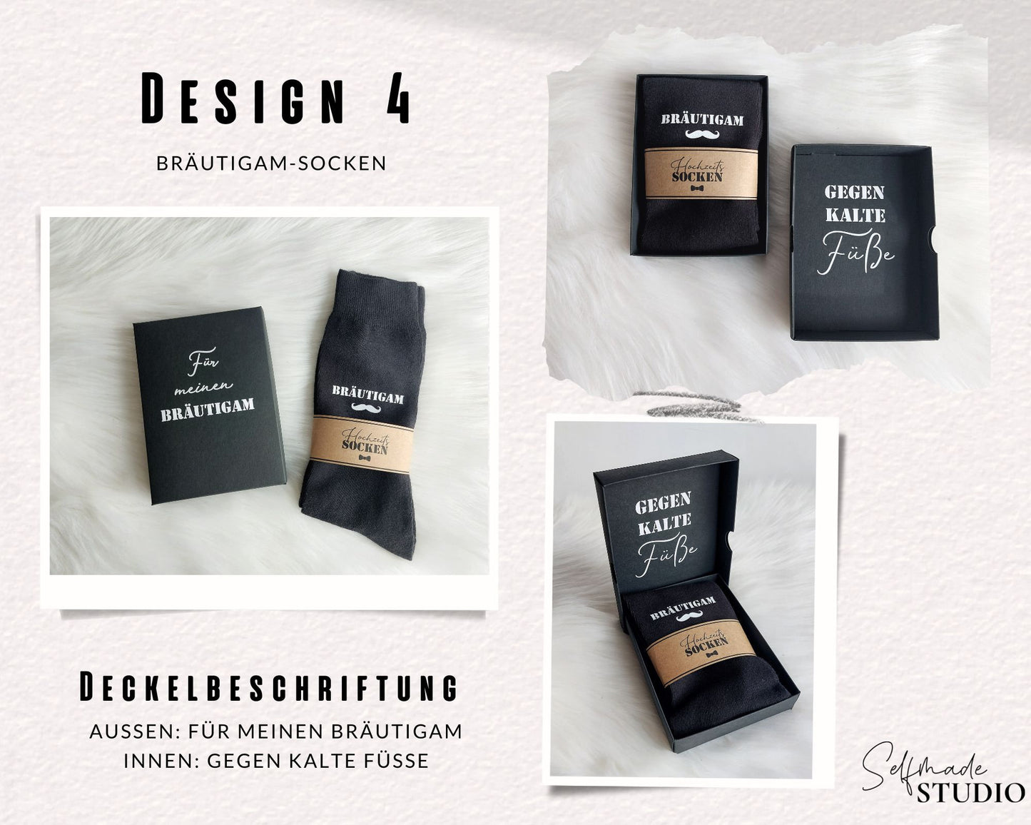 Bräutigam Socken mit Geschenkbox - Für meinen Bräutigam - gegen kalte Füße! Hochzeitssocken / Herrensocken | Box mit Personalisierung - SelfmadeStudio
