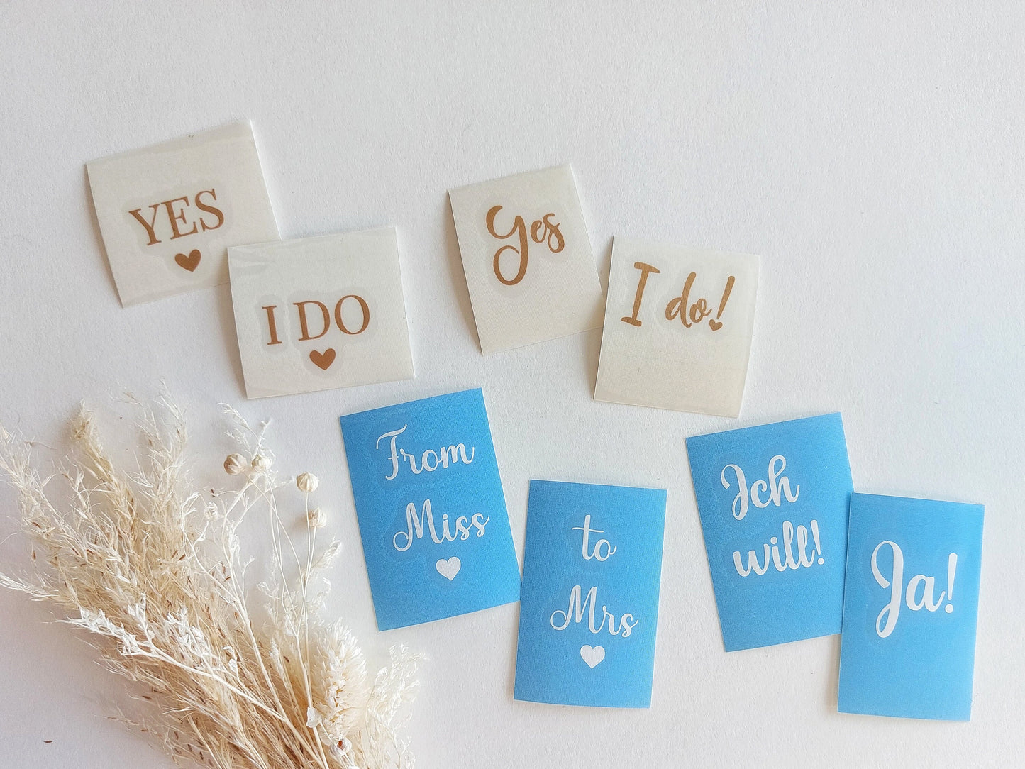Braut Schuh Aufkleber | Aufkleber für die Brautschuhe Hochzeit Accessoire, Schuhsticker Set mit verschiedene Texte/Folienfarbe getting Ready