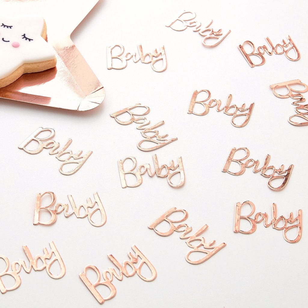 Konfetti "Baby" - Roségold - 14 g | Baby Tischdekoration Schrift Konfetti "Baby" | Babyparty-Konfetti |Baby Newborn Party 14g - SelfmadeStudio