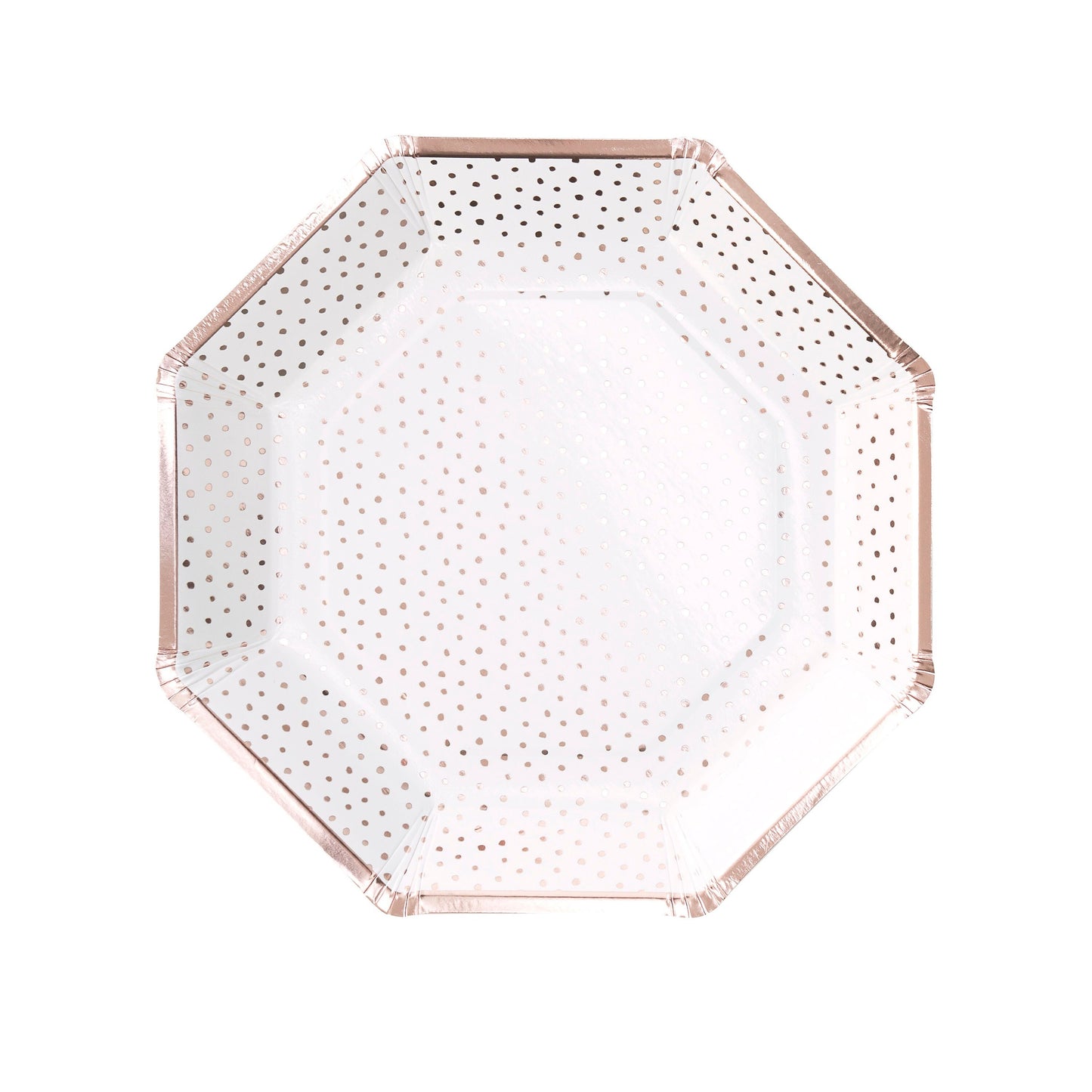 Pappteller Punkte Roségold | Set 8 Teller Ø25 cm | Rosa Teller mit Punkten für die besondere Tisch Deko | Pappteller Baby Party JGA Hochzeit - SelfmadeStudio