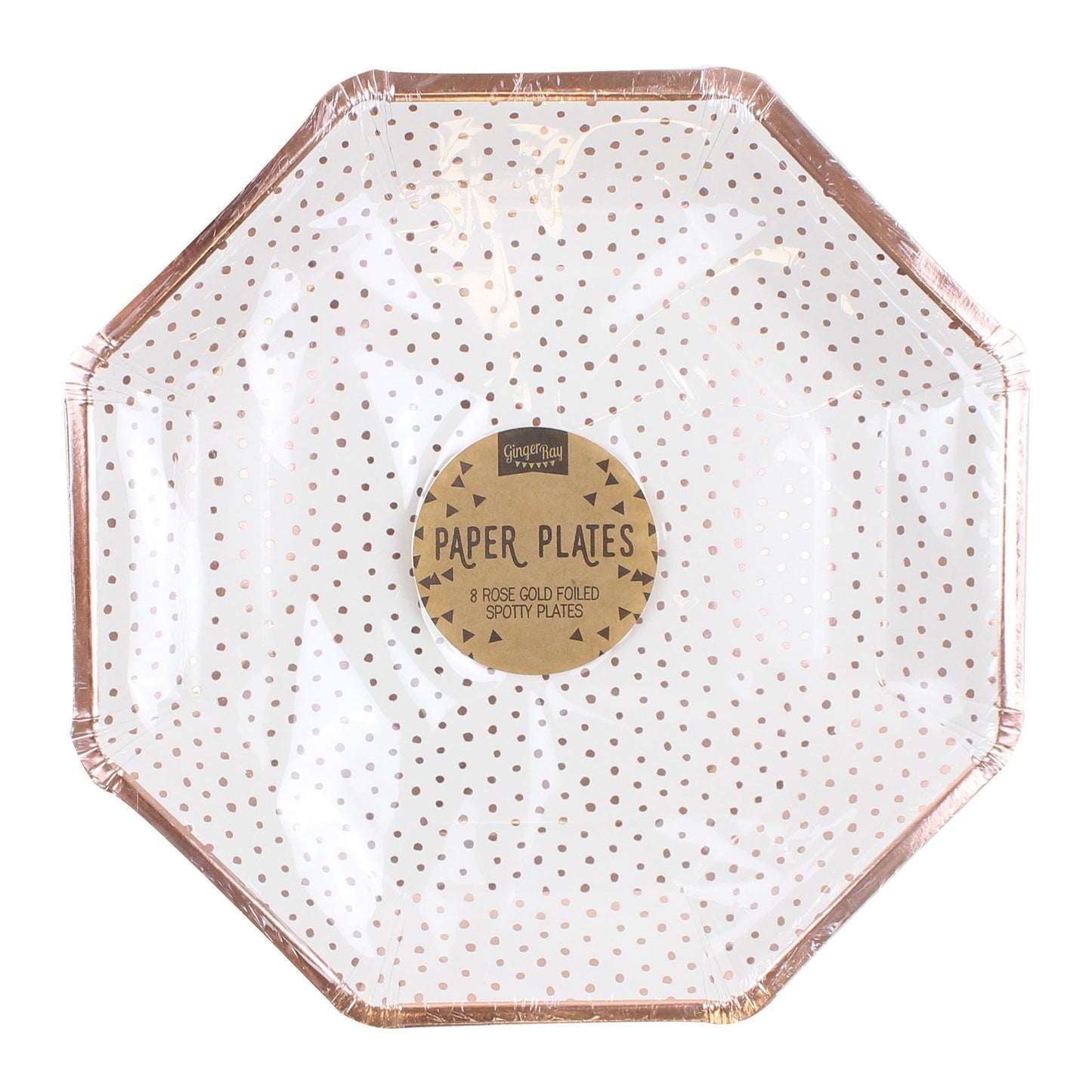 Pappteller Punkte Roségold | Set 8 Teller Ø25 cm | Rosa Teller mit Punkten für die besondere Tisch Deko | Pappteller Baby Party JGA Hochzeit - SelfmadeStudio