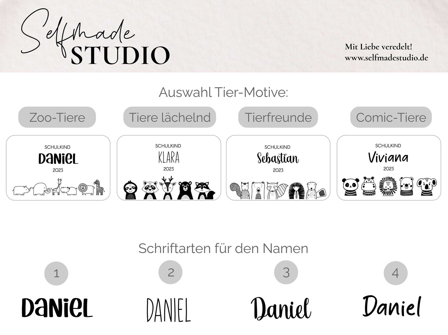 Schuldkind Frühstücksbrettchen | 4 Tiermotive | Schulkind mit Name & Schuljahr Ahorn Kindergartenkind, personalisiertes Schneidebrett Essen