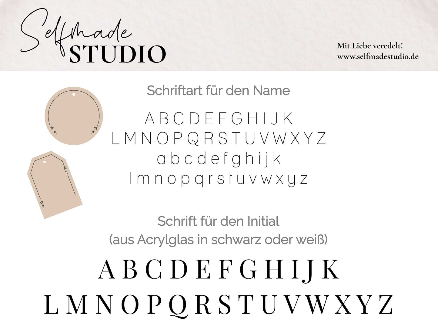 Korb mit Wunschnamen Anhänger mit Initial & Namen Anhänger | Holz-Anhänger in Kreis oder Etiketten Form | Geschenkanhänger / Korb Anhänger