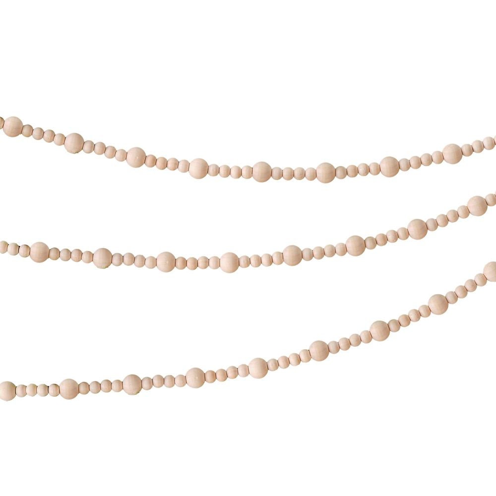 Weihnachtsgirlande aus Holzperlen | Holzperlen Girlande 3m länge | Weihnachtsbaum Dekoration für den Tannenbaum Boho- Weihnachtsbaum Schmuck