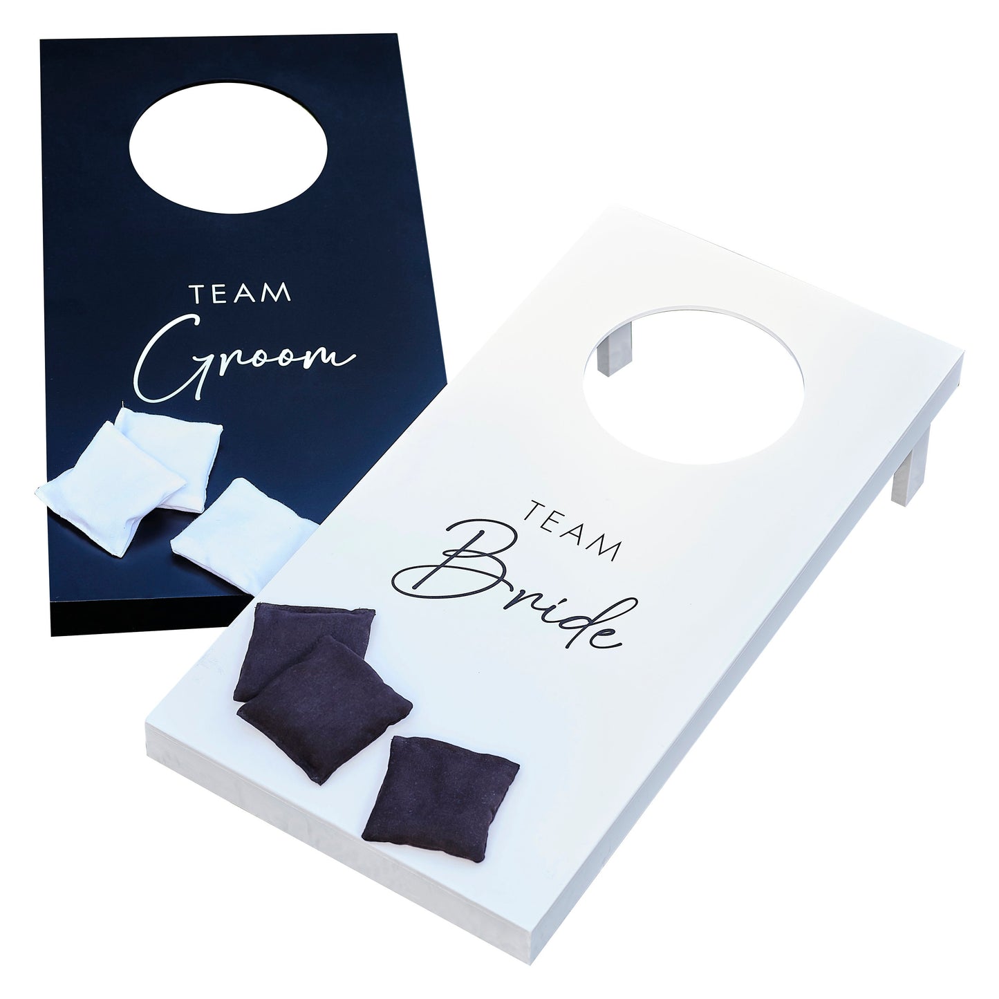 Corn Hole Hochzeitsspiel - Säckchenspiel - Outdoorspiel für Hochzeit - schwarz / weiß Mr & Mrs - Cornhole-Wedding Game
