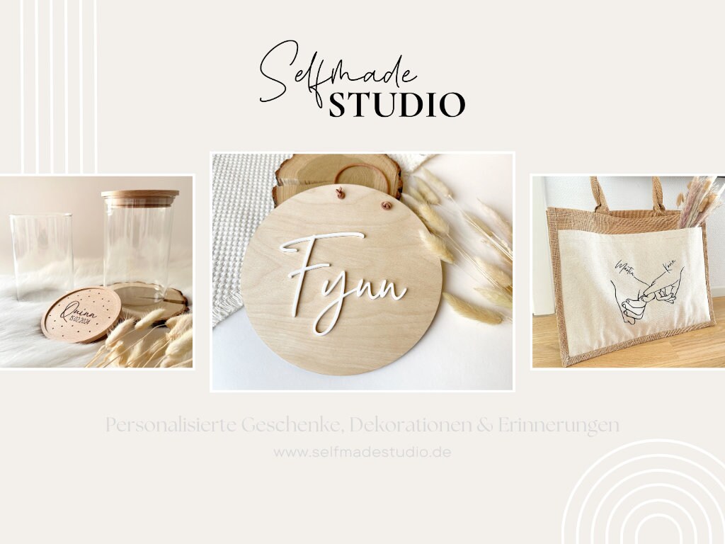 Monogramm Stempel - Selina | Namensstempel | personalisierter Holzstempel Name | floral Blumen & Zweige Blumenmonogramm Rechteckig 50x35mm