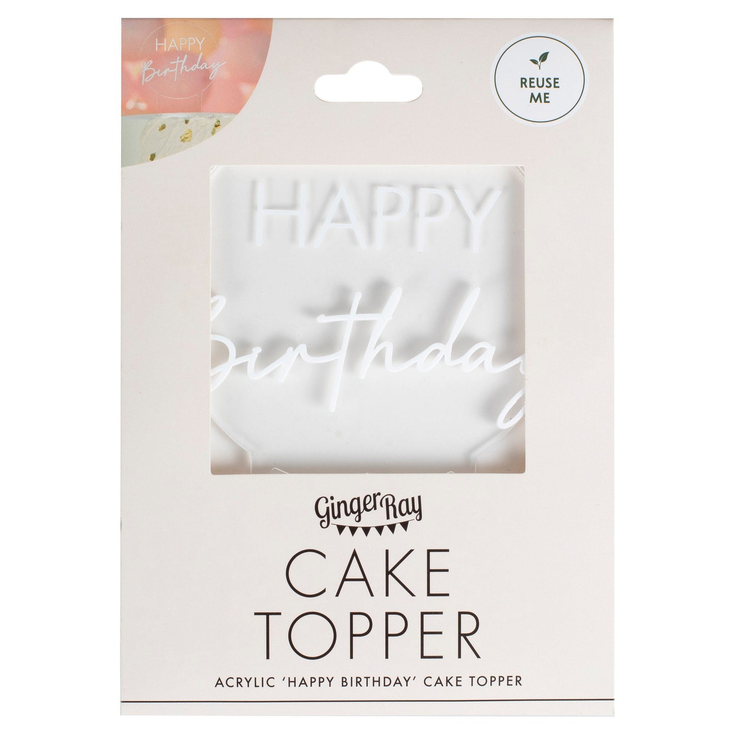 3D-Cake Topper "HAPPY BIRTHDAY" aus Acryl | 18x12 cm | Birthday-Kuchenaufsatz aus Acryl | Torten Topper zum Geburtstag Schild für Torte - SelfmadeStudio